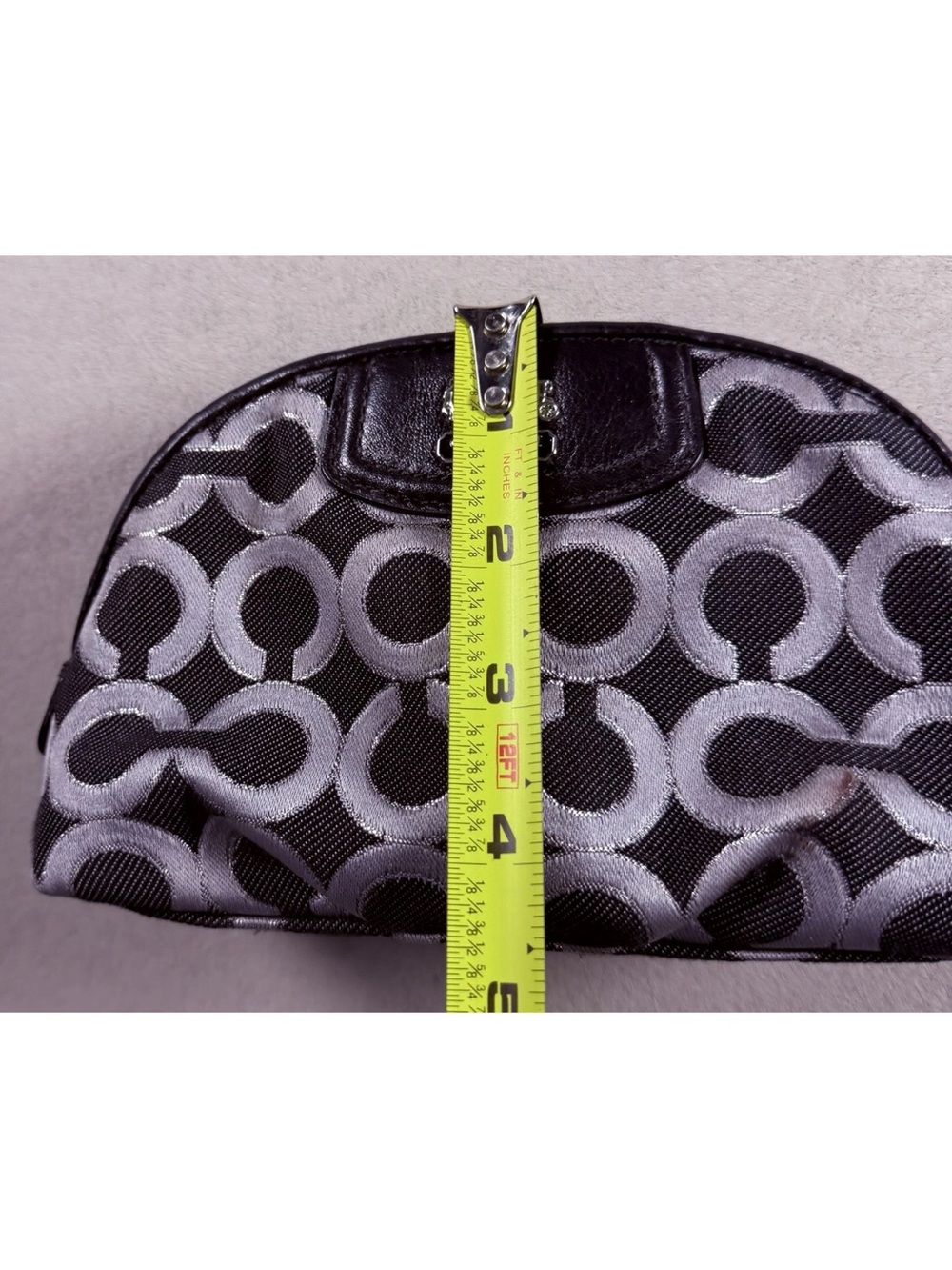 Coach Black and Silver Signature Cosmetic Pouch